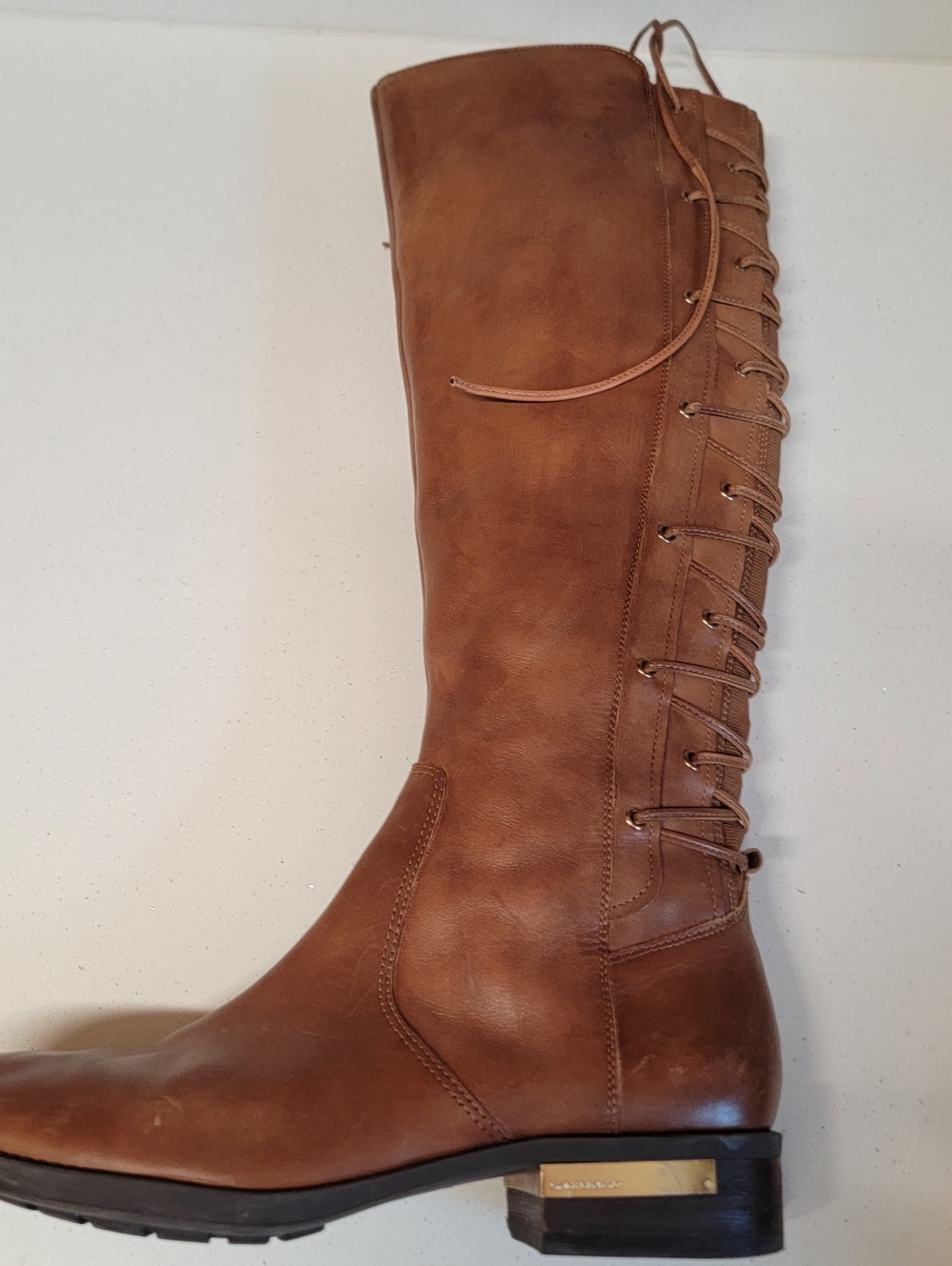 Vince Camuto Tall Leather Riding Boots - Cognac Brown - Picture 4 of 16